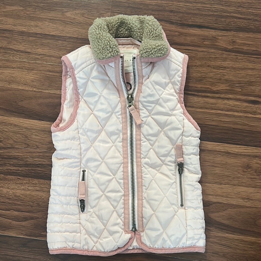 Kids Pink and White Quilted Vest